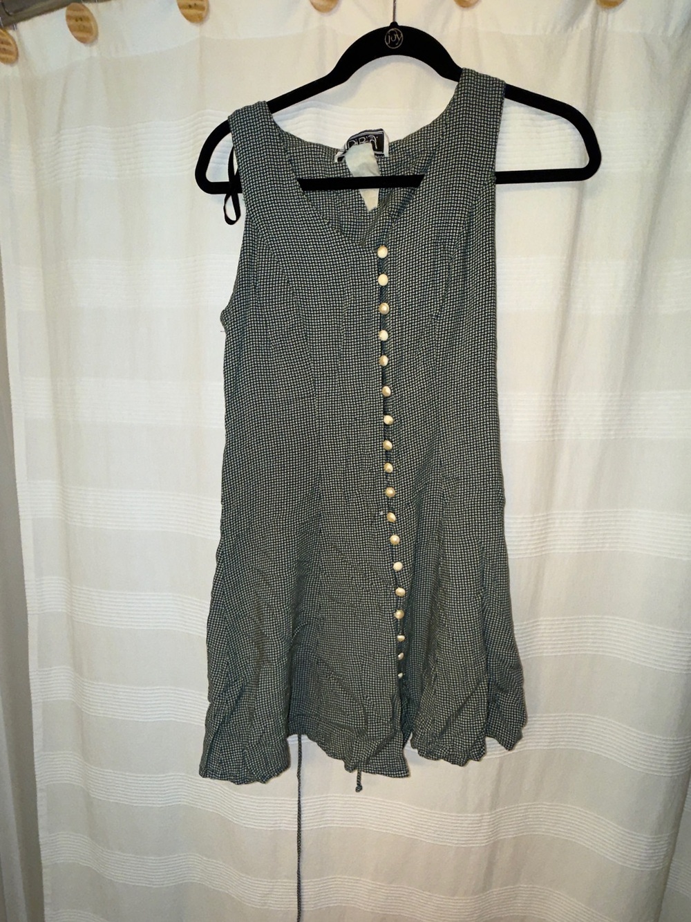 Vintage Pearl Button Mini Dress in Black & White Houndstooth
